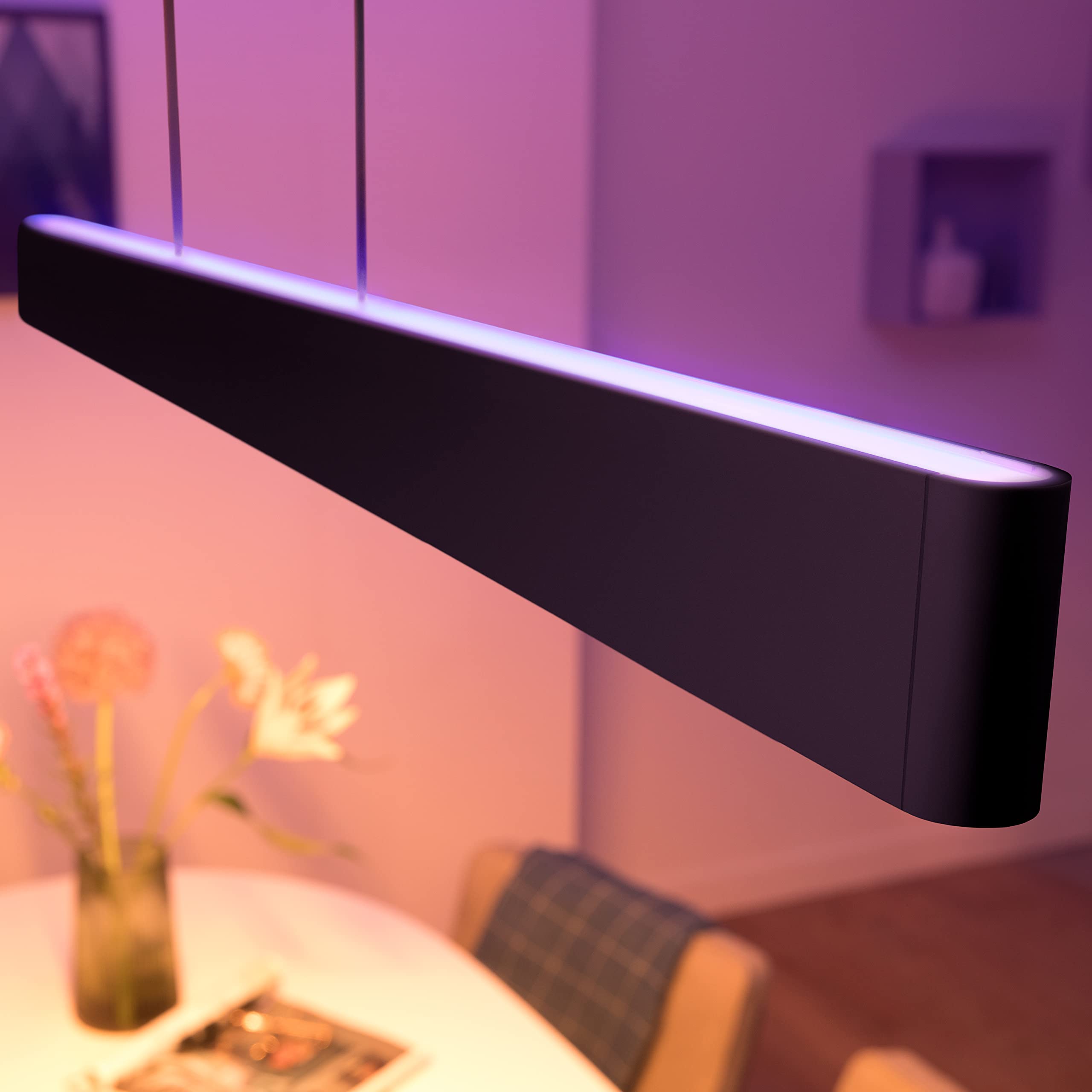 Philips Hue – Lámpara led inteligente, Hue Ensis, Lámpara Colgante, LED, Luz Blanca y de Luces de Colores, Compatible con Alexa y Google Home, Color Negro