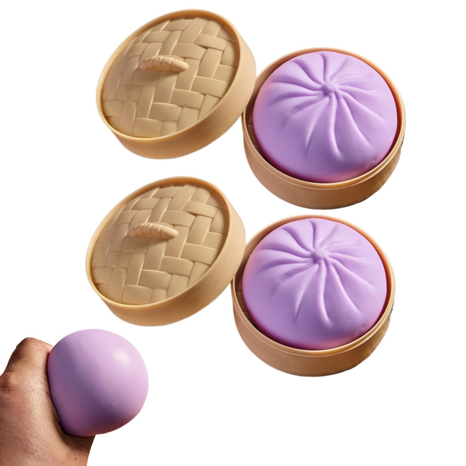 2-Pack Dumplings Squishies Toys for Adults and Kids, TPR Sensory Fidget Toys for Anxiety and Focus, Cute Squeeze Toys for Office Desk, School, Car Travel (Purple) â image 1