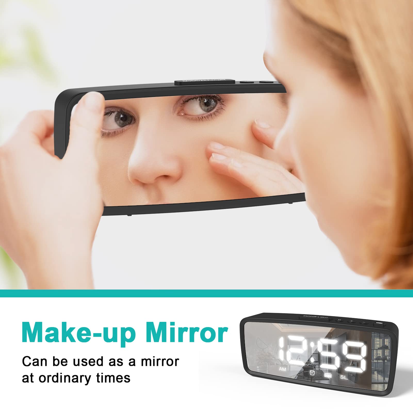 Radio Reloj Despertador, Despertadores para Personas Que Duermen Mucho, Reloj para Dormitorio con Temporizador de Apagado, para Cabecera de Dormitorio