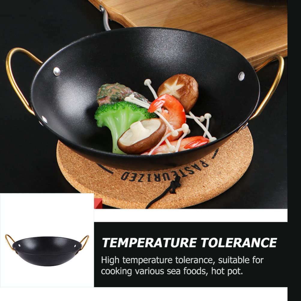 Shabu Shabu Hot Pot Acero inoxidable Sukiyaki Hot Pot Plato for servir comida japonesa Servir Shabu Hot Pot Small Wok Reheating Pot Sartén con doble asa 10 pulgadas Ramyun Olla de aluminio Ollas