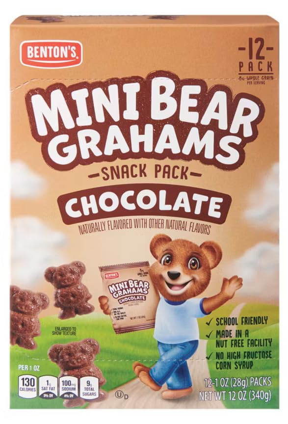 Benton's Mini Bear Chocolate Grahams Snack Pack Animal Cracker Cookies, On the Go