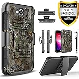 LG Fiesta 2 Phone Case, LG X Charge Case, LG X Power 2 Case, LG Fiesta LTE Case,Circlemalls [Combo Holster]Built-In Kickstand Bundled With [HD Screen Protector] Hybird Shockproof And Stylus Pen(Camo)