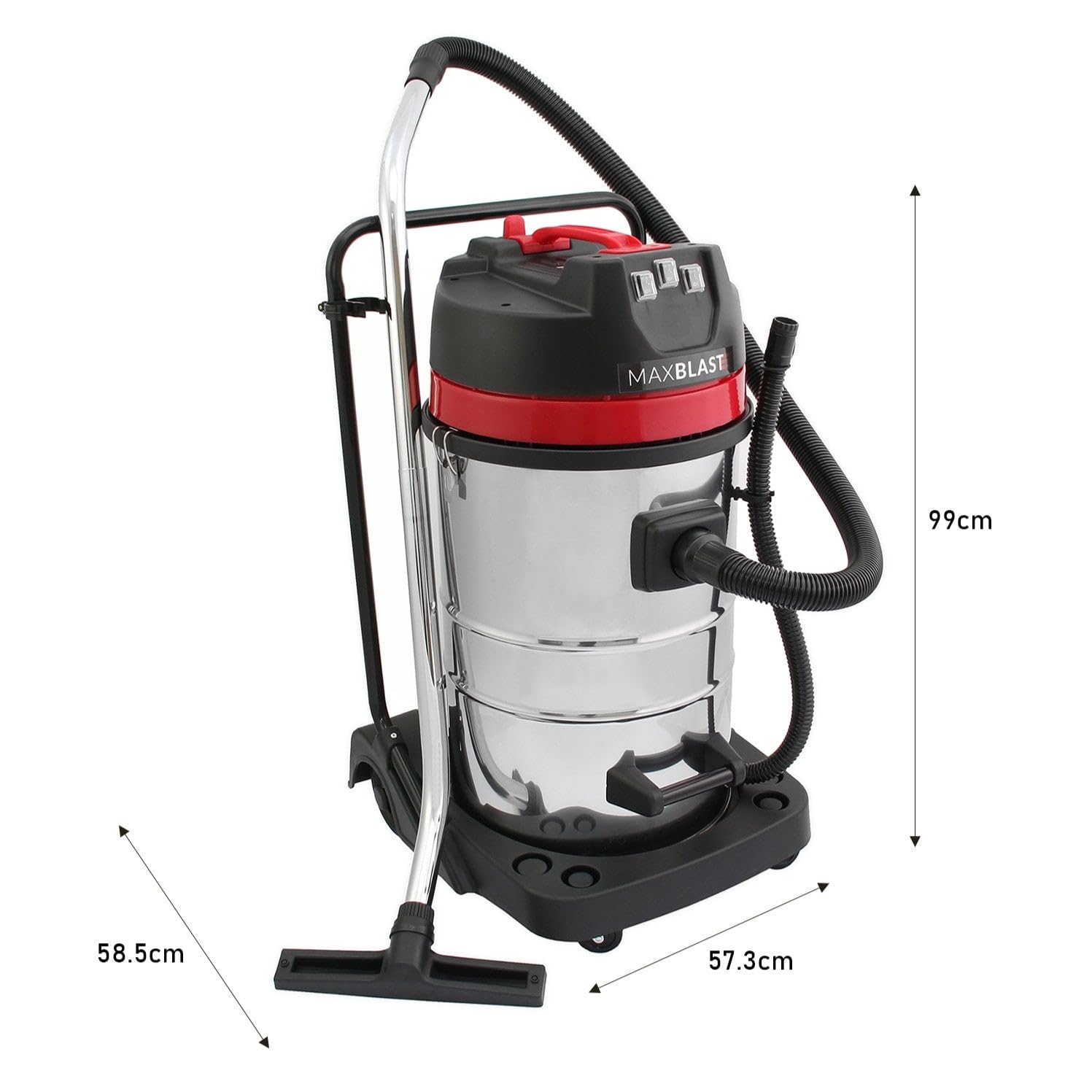Aspirador Industrial Húmedo y Seco 80L 3000W Acero Inoxidable Motor Triple