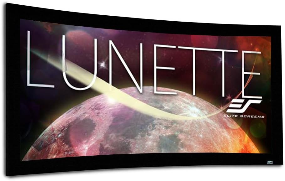 Elite Screens Lunette Series, 96-inch Diagonal 2.35:1, Sound Transparent Perforated Weave Curved Home Theater Fixed Frame Projector Screen, CURVE235-96A1080P3