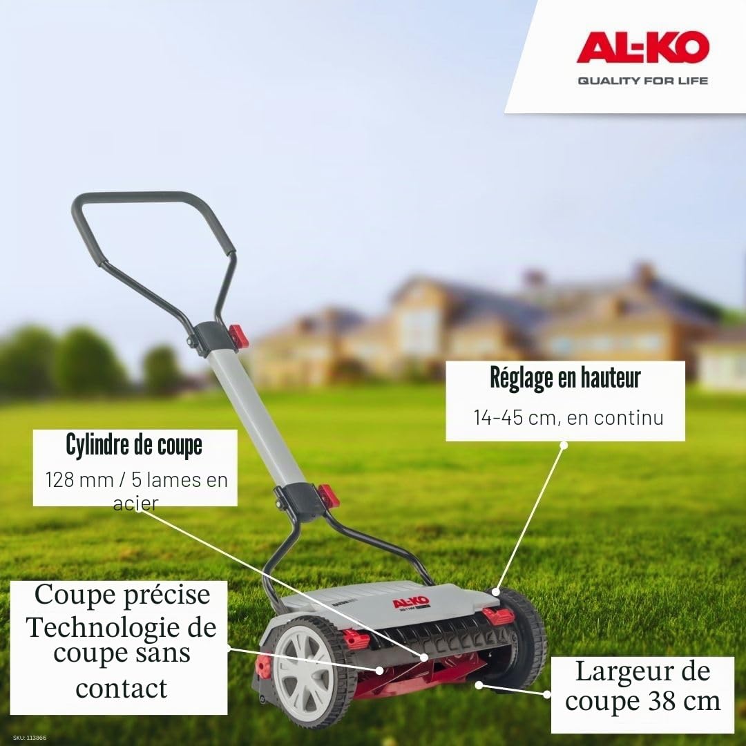 AL-KO Razor Cut 38.1 HM Tondeuse à Gazon hélicoïdale Manuelle 38 cm 250 m² Gris