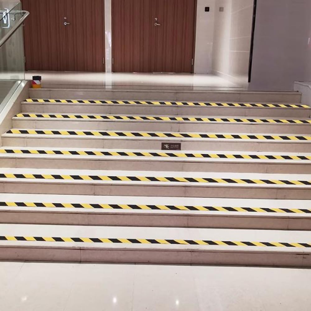 KADEUX Cinta de seguridad antideslizante para interiores, cinta de agarre de 2 pulgadas x 16 pies, cinta antideslizante para escaleras, seguridad, peldaños - amarillo y negro (tamaño: 4 piezas)