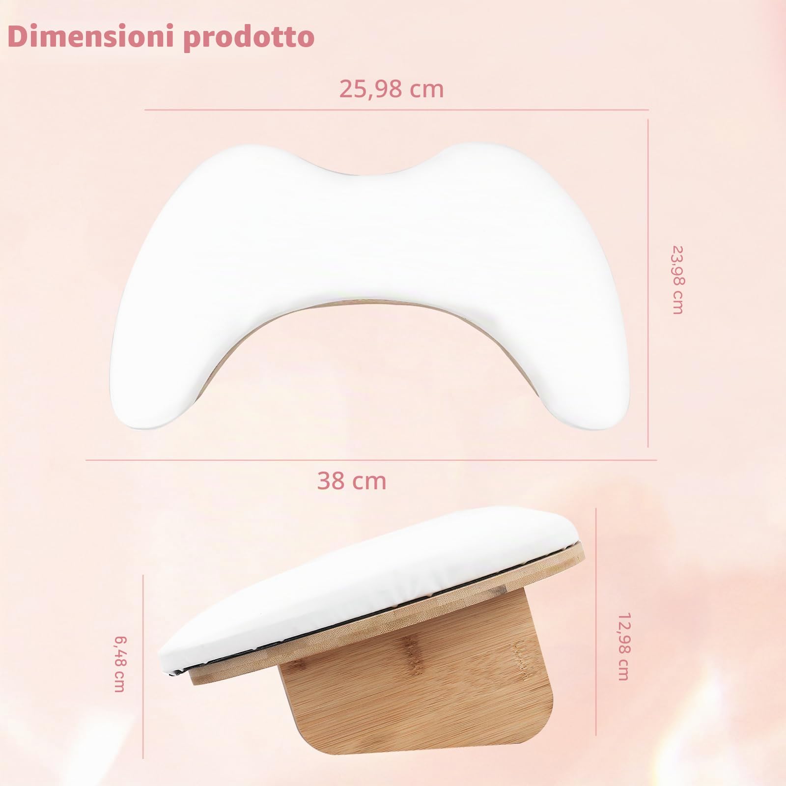 Bracciolo a forma di U per nail tech, bracciolo per unghie con staffe staccabili, in microfibra e pelle PU, cuscino per manicure per nail tech, strumenti indispensabili per manicure (bianco)