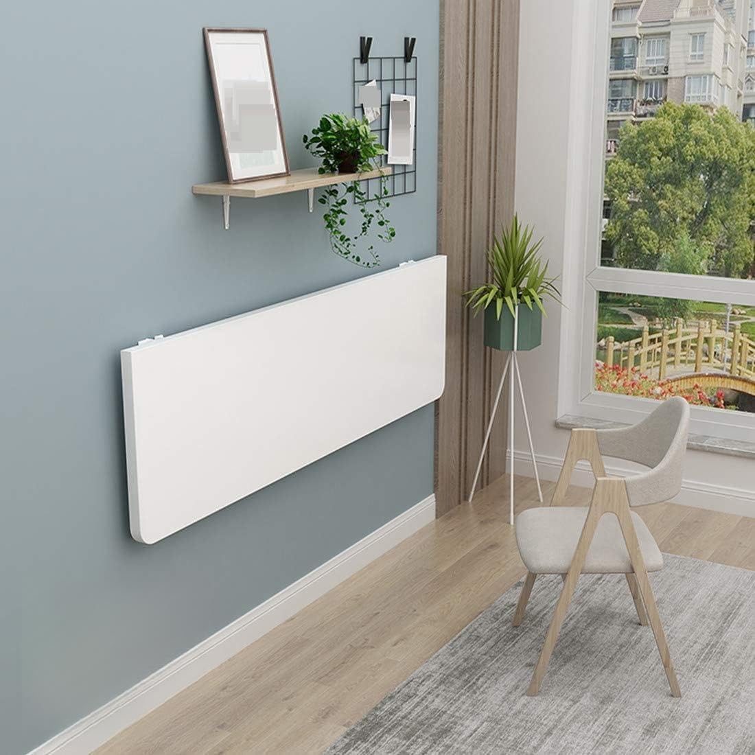Klappbarer Wandtisch, Platzsparender Schreibtisch, 41x24 Zoll weiße Mini-Werkbank, rastierender hölzerner Esstisch mit Metallhalterung, geeignet für Küchen, Büros, Schlafzimme