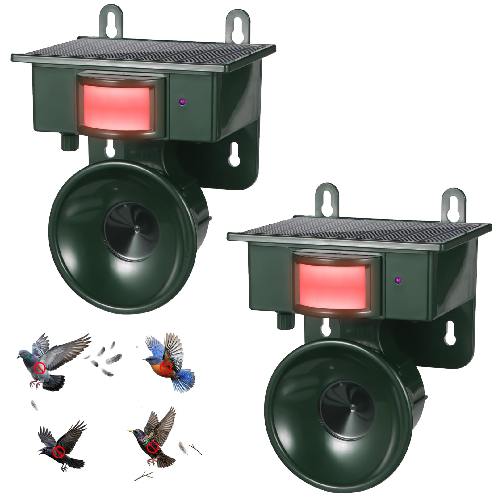 ZLieatmp 2-Pack Solar Ultrasonic Bird Repellent