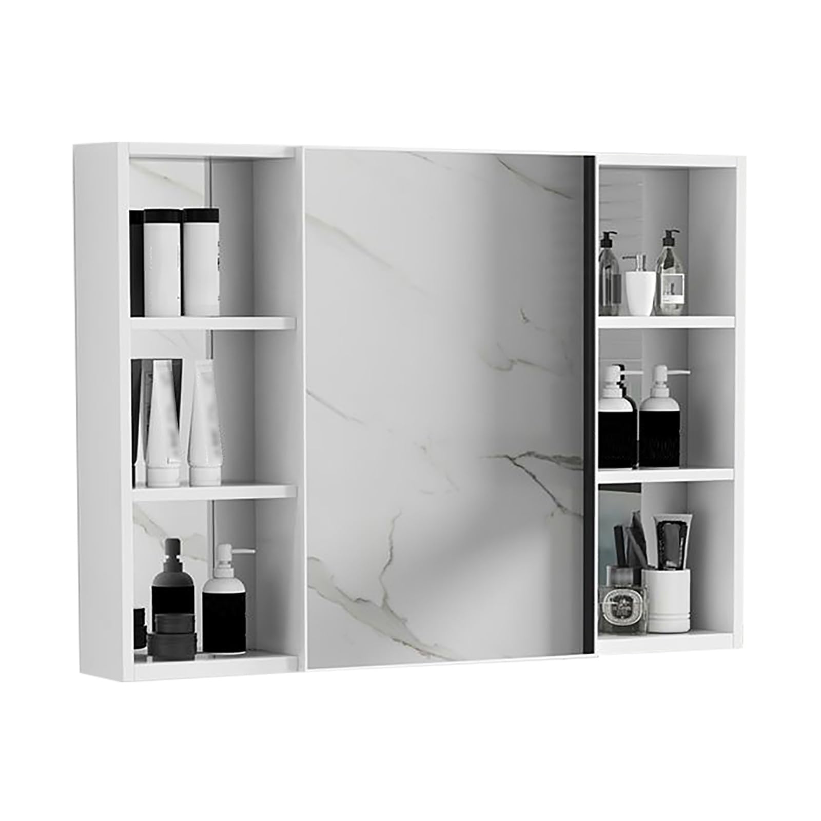 BKSXSOP Rectangular Bathroom Medicine Cabinet with Mirror, Wall-Mounted Aluminum Alloy Storage for Bedroom, Living Room, and Toilet - Space-Saving nizer