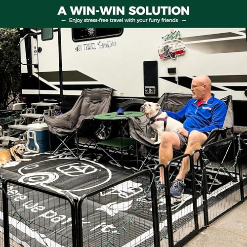 Image of FXW Rollick Unleashed Dog Playpen for Indoor, Yard, RV Camping, 24 inch 16 Panels Dog Pen with Connectors (Pack of 2) for Small and Puppy Dogs, Black│Patented