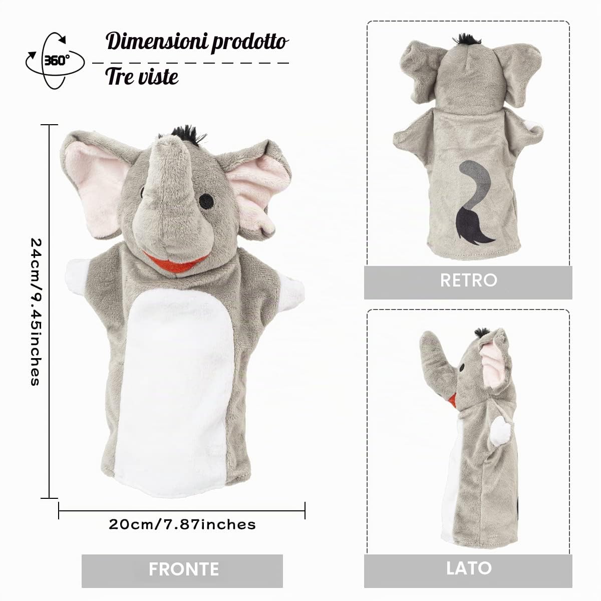 Marionette da Mano, Burattini da Mano Animale Selvatico dello Zoo, Morbide Colorati Giocattoli per Bambini Set di 5