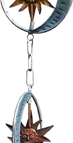 Miniatura 8 de Ancient Graffiti Cadenas de lluvia de sol y luna, color cobre y plateado, juego de 2 (2)