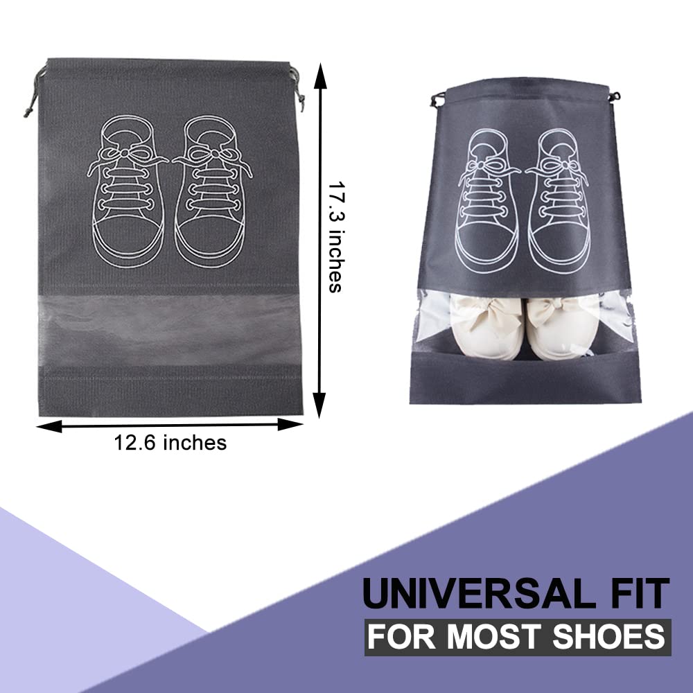 12 Pezzi Sacca Scarpe,Porta Scarpe Da Viaggio,Sacchetti Per Scarpe,Sacchetti Portascarpe per Calzature con Finestrella Trasparente 44x32cm