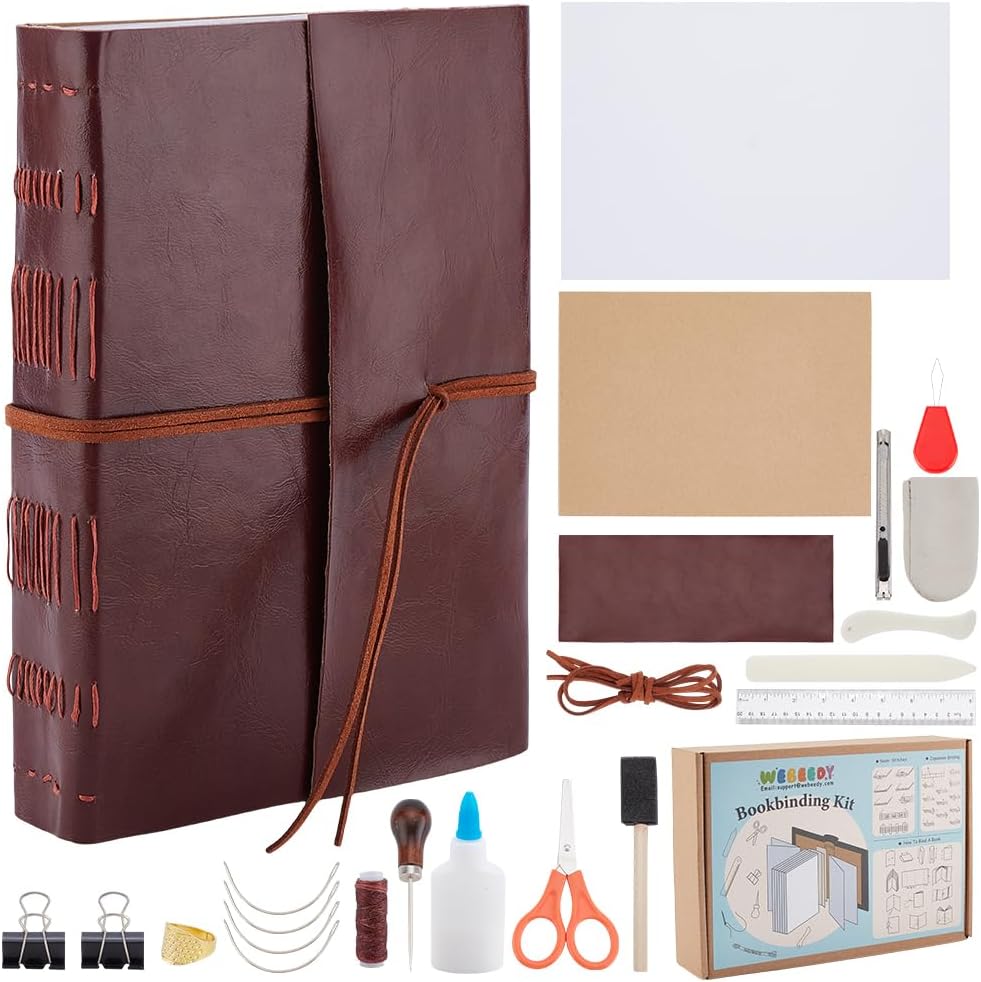 WEBEEDY DIY Coptic Travel Journal Bookbinding Kit for Beginners,Hand Book Binding Tools Set Notebook Making Kit for Adults DIY Journaling Supplies Birthday Craft Gift,8X6″/15X21cm(A5) WEBEEDY DIY Coptic Travel Journal Bookbinding Kit for Beginners,Hand Book Binding Tools Set Notebook Making Kit for Adults DIY Journaling Supplies Birthday Craft Gift,8X6″/15X21cm(A5)