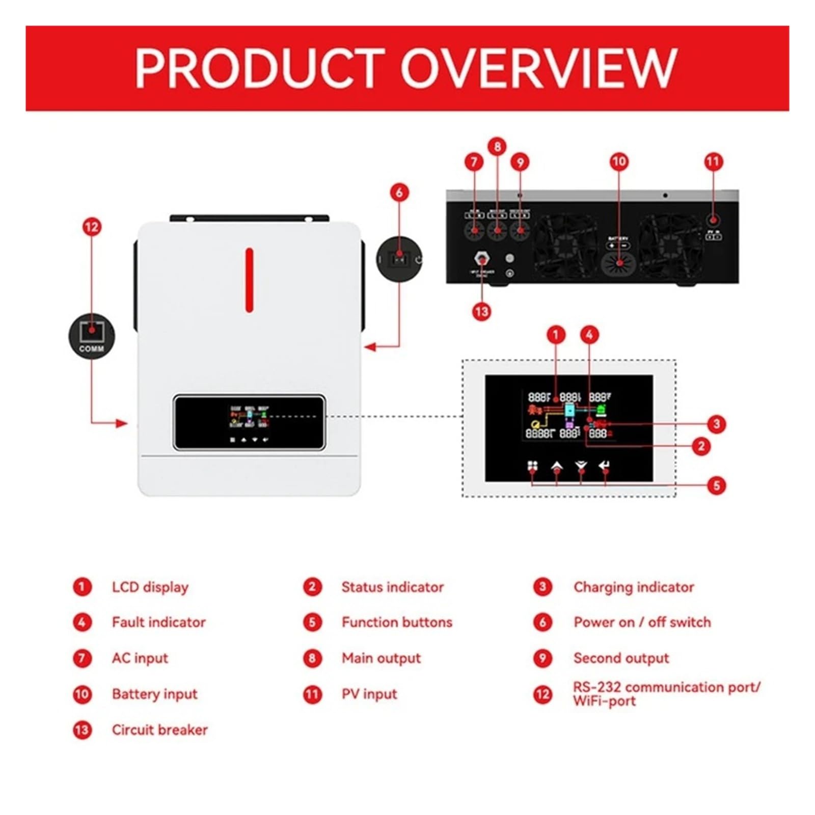 Convertidor Adaptador 6.2KW 4. Solar Inversor para Híbrido 24V 48V 230Vac 220-240V Fuera De La Red con 120A MPPT para Cargador MAX PV 500VDC inversor