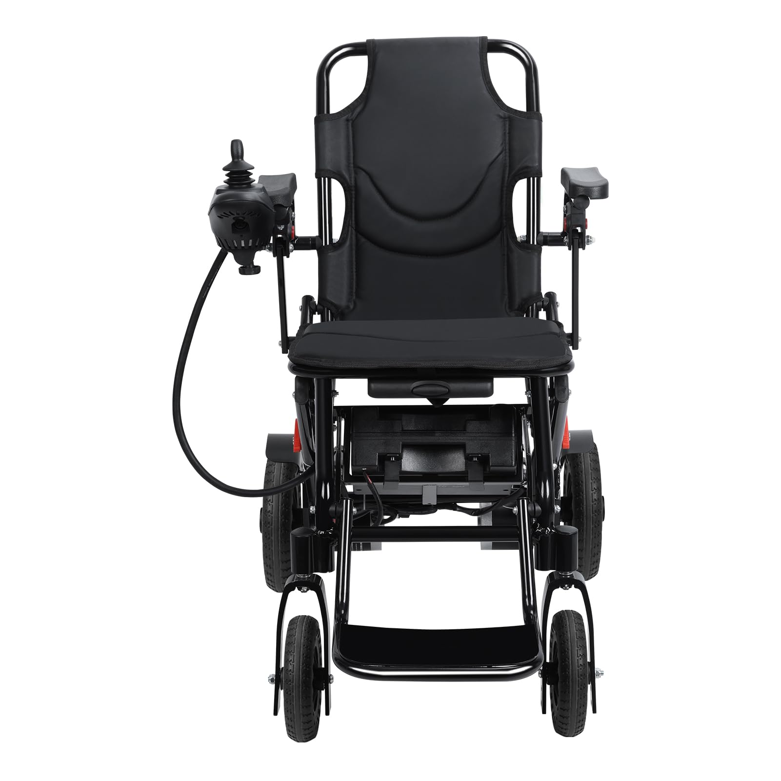 Silla de ruedas eléctrica plegable ligera, silla de ruedas eléctrica para adultos con motor de 500 W y freno manual, autonomía 20 km, reposapiés ancho y reposabrazos elevables (Negro)
