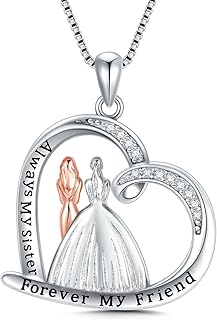 Sisters Gifts from Sister Sterling Silver 2 Sisters Necklace for Women Always My Sister Forever My Friend Pendant Necklace Sister Birthday Gifts from Sister Jewelry Gifts for Girls Friend Sister Female