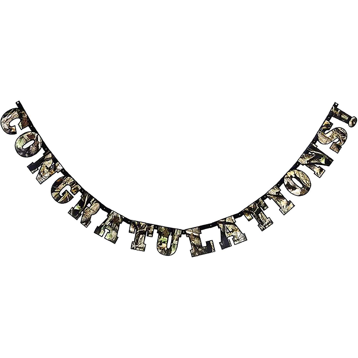 Havercamp Next Camo "Congratulations!" Party Banner | 1 Count | Great for Hunter Themed Party, Camouflage, Rustic, Nature, Military, Graduation Party, Baby Shower, Gender Reveal