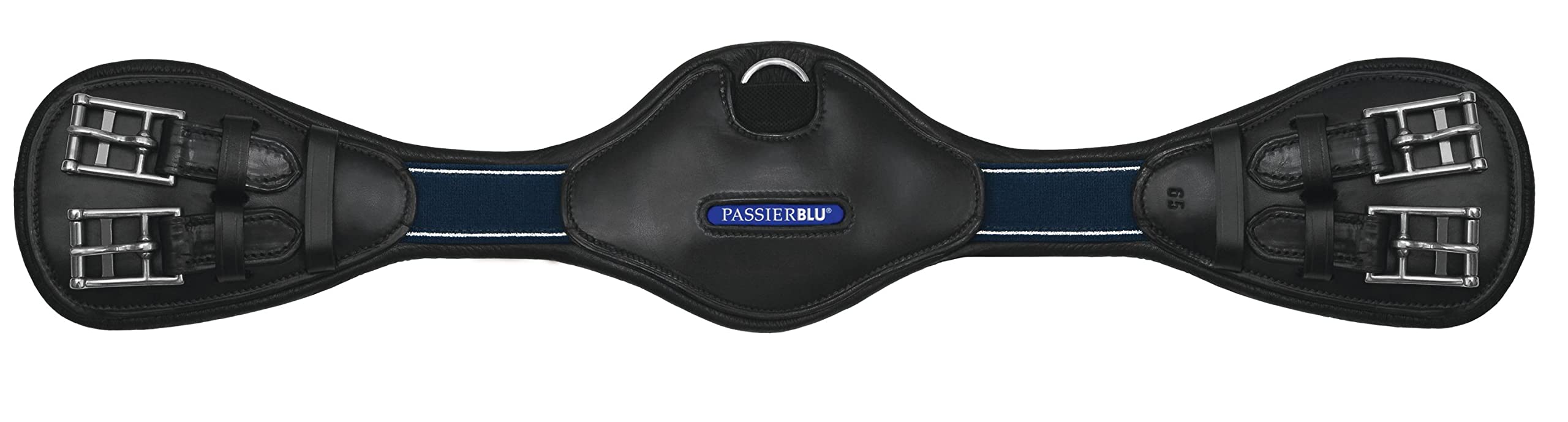 Pass Blue Wave pasek na siodełko czarna skóra z dekoltem na łokcie D-ring, Sattelgurt Länge: 75 cm