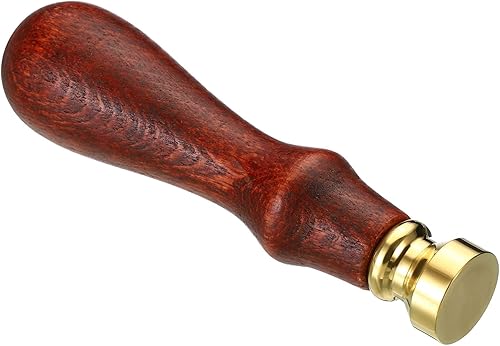 Miniatura 4 de PATIKIL Sello redondo de cera en blanco de 0.591 in, cabeza de latón extraíble sin tallar mango de madera retro para invitación de sobre, embalaje