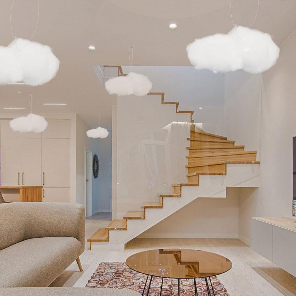 HOMSFOU 4 Piezas Nubes simuladas decoración de Techo Nube decoración Colgante en Nube Nube Brillante Flotante Colgante Colgante de Techo Nubes Blancas algodón Artificial 3D