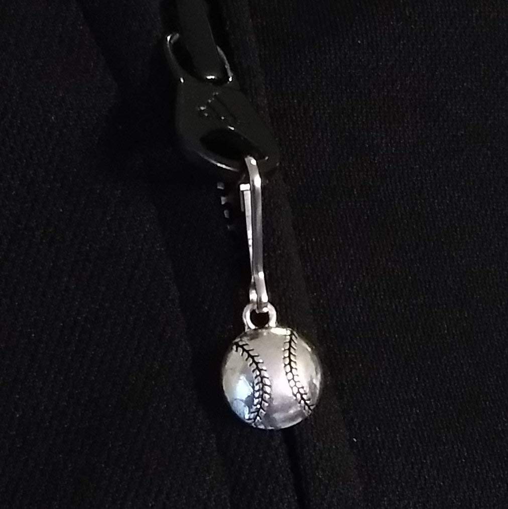 Silver Baseball Zipper Pull