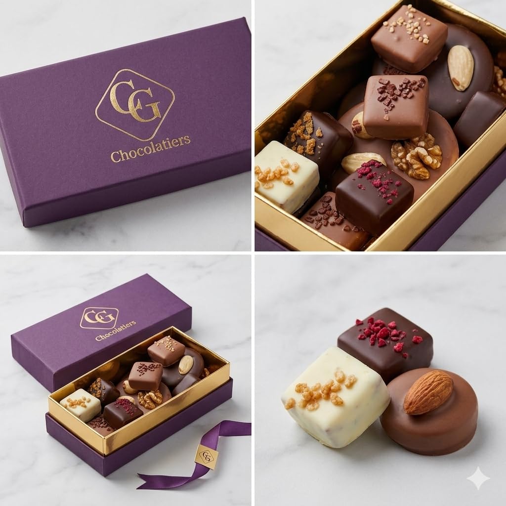 CG CHOCOLATIERS Écrin Dégustation 200g Assortiment de 17 Chocolats Excellence pour la Fête des Mères, la Fête des Pères, un Anniversaire, Noël ou Départ à la Retraite