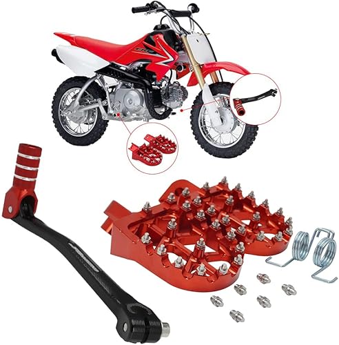 JFG RACING Palanca de cambios plegable para motocicleta + Estriberas para moto de cross CNC Universal para CRF CR XR 50cc - 125cc RM KX KLX TTR PW