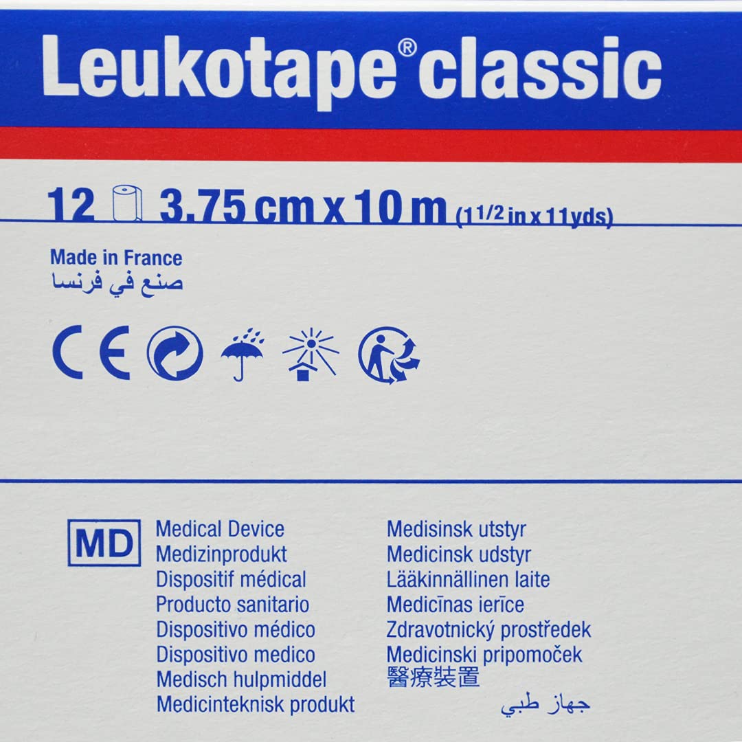 BSN Leukotape Classic 3,75 cm x 10 m, color blanco, 1er Pack (1 x 12 unidades)