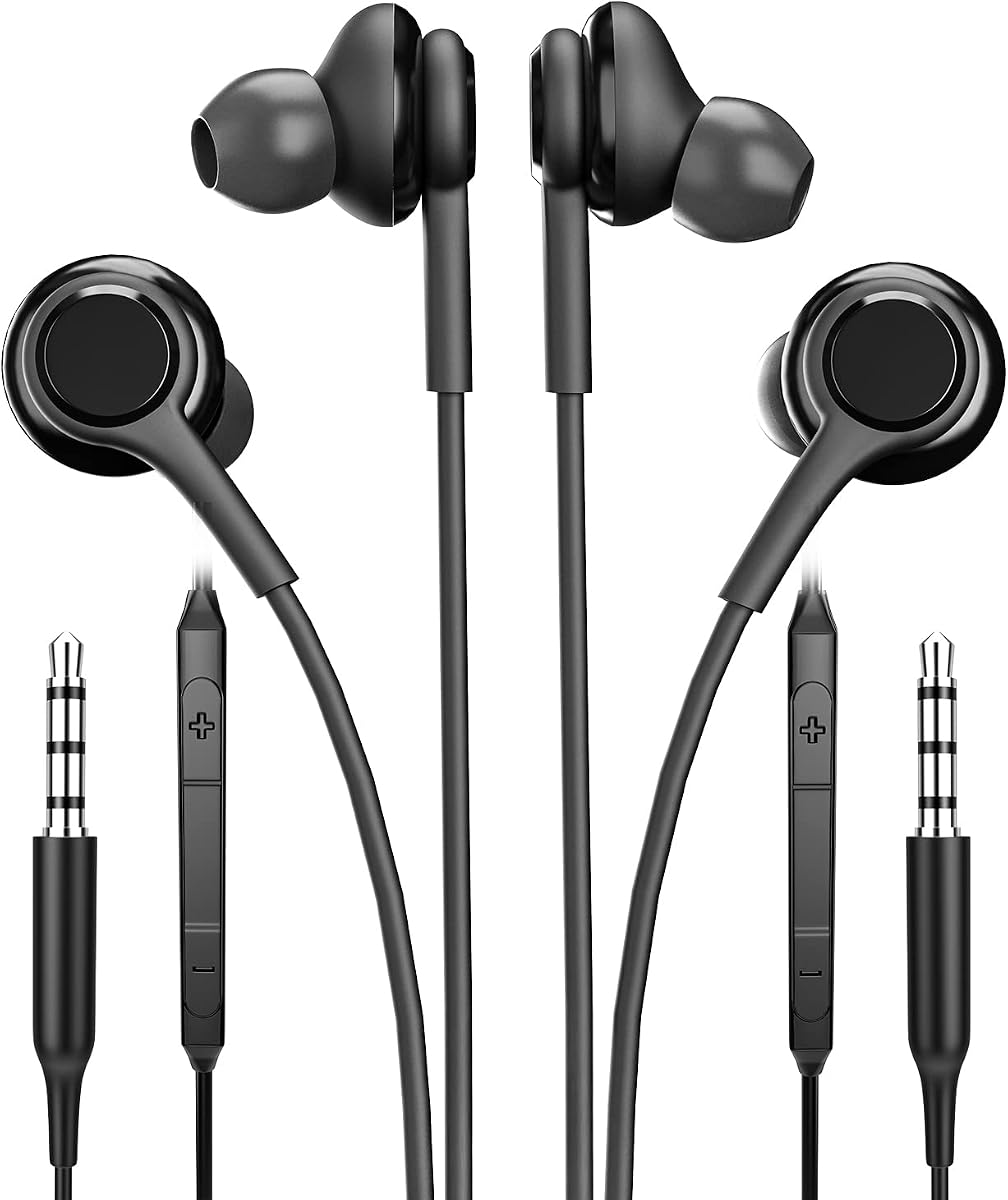 3.5mm Wired Headphone(2pack) Headset with Microphone Computer PC Laptop Gaming Jack Earbud Video Game Headset in Ear Phone Compatible for Galaxy S10 Kid for School Chromebook Auriculare I