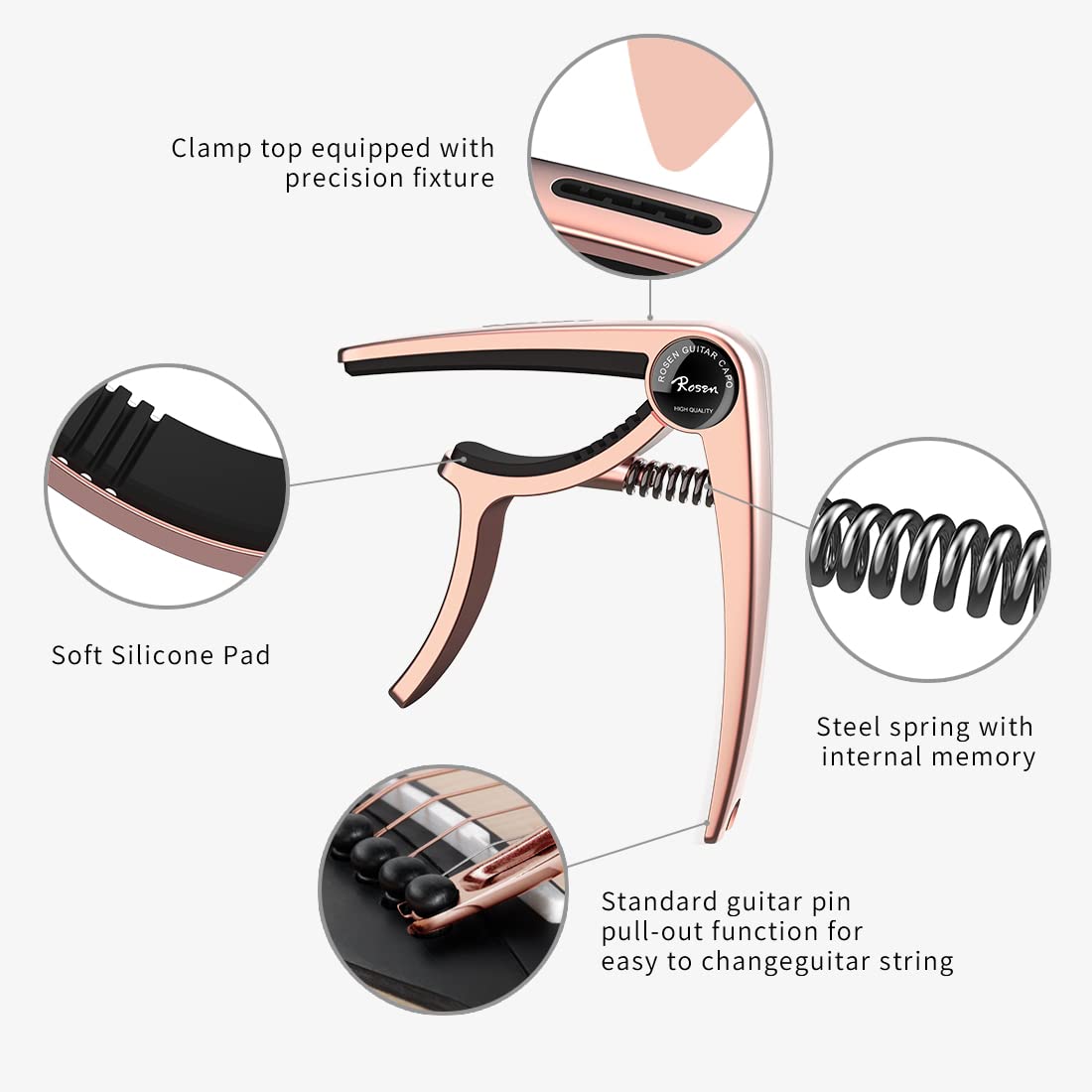 Rosen 3-in-1 Guitar Capo - Acoustic & Electric -3