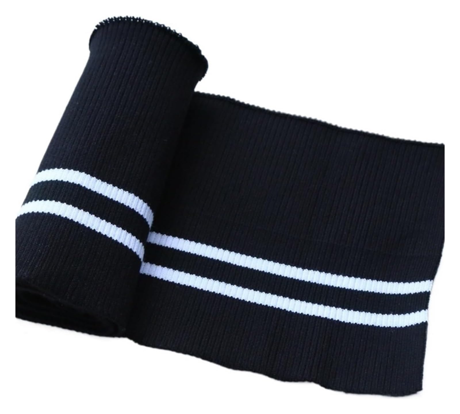 Rib Knit Cuff, Elastic Ribbed Cuffs Multicolor 80cm x 15cm(Black)
