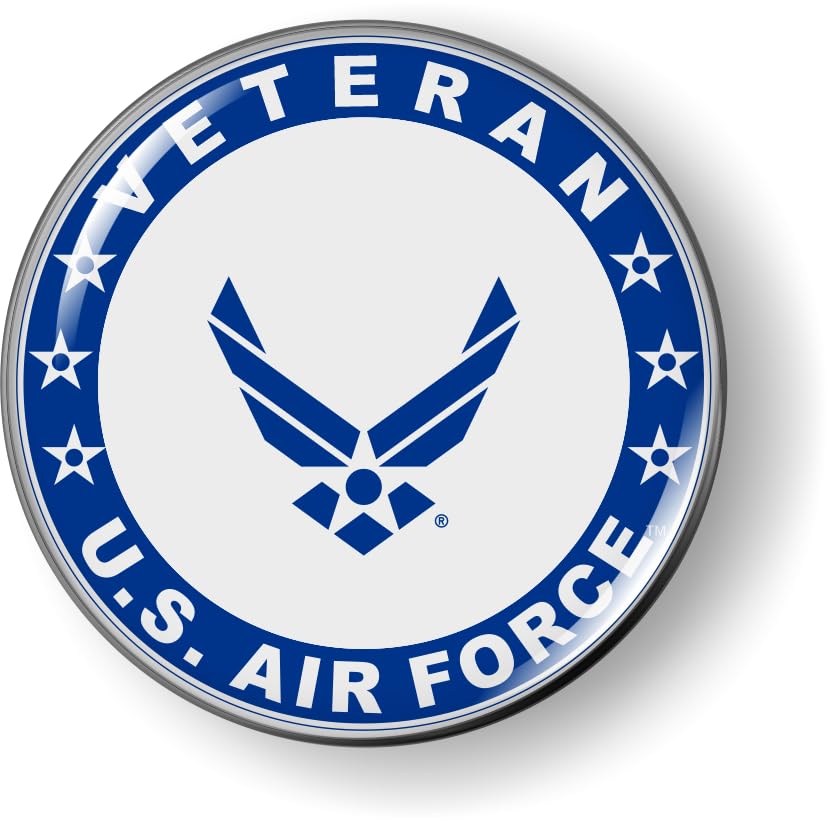 Image of US Air Force Veteran with USAF Blue Arnold Wings & Star CAR Emblem Flexible | Official USAF and USSF Licensed Product, 3D Domed, U.S. Air Force Symbol Badge, Sticker, made by BestLicensePlateFrames