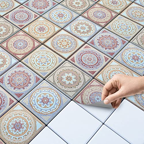 Sticker carrelage Adhésif - Autocollants muraux pour Carreaux de Ciment I Revêtement Mural pour carrelage Salle de Bain et Credence Cuisine I Design Afrique Mosaïque - 10x10 cm - 9 pièces Cover