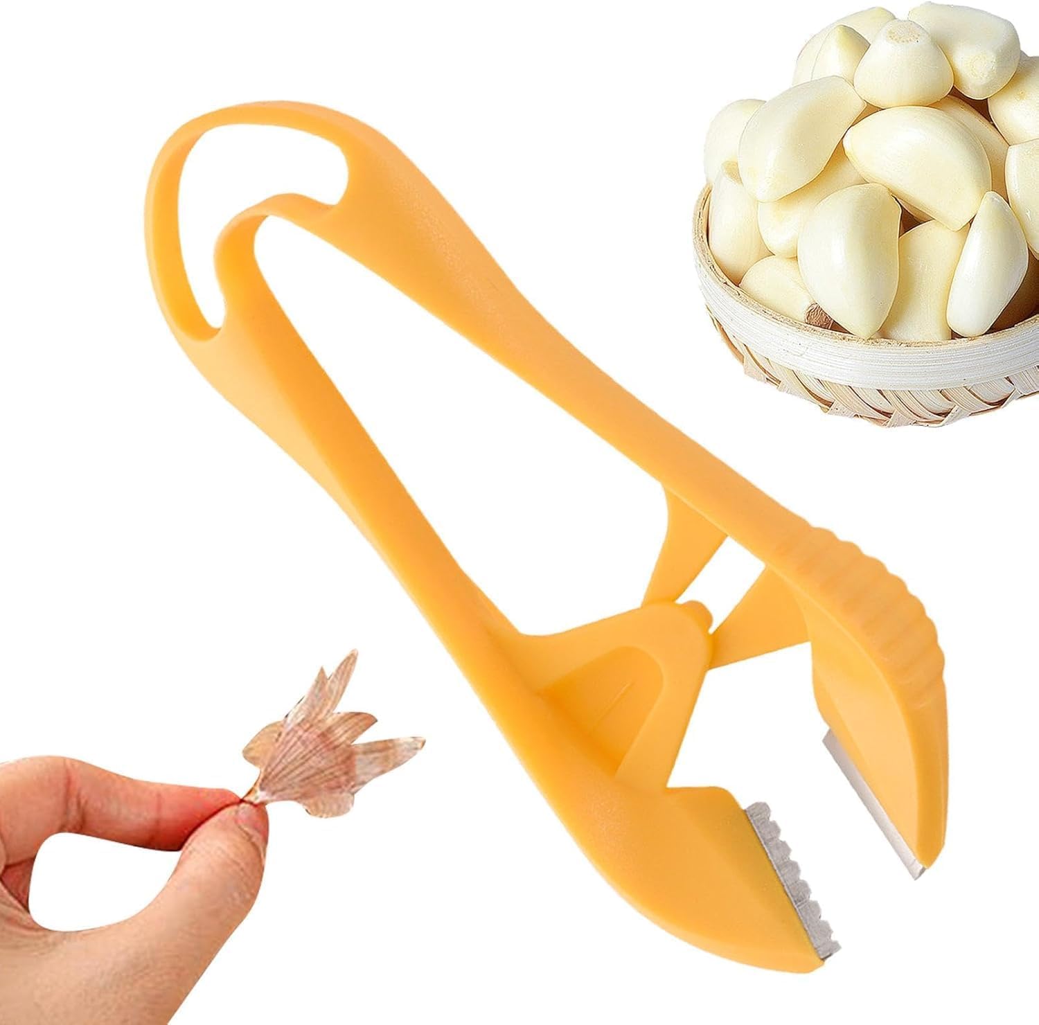 Garlic Peeler Tool – Stainless Steel Garlic Tweezer Tongs Skin Remover, Manual Easy Garlic Clove Peeling Clip, Odor-Free Handheld Kitchen Gadget for Home Cooking