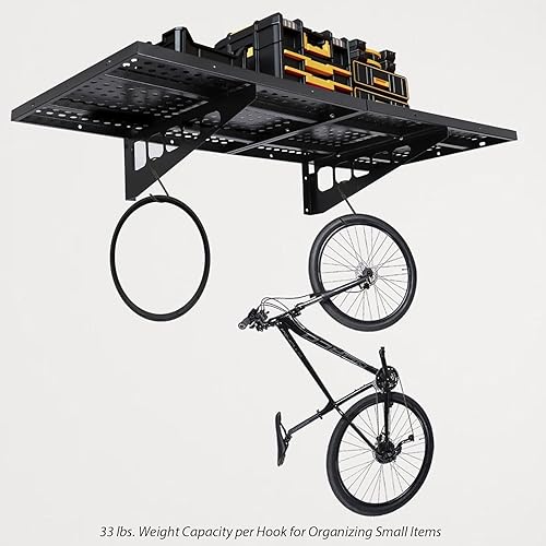 Miniatura 3 de Estante de pared de garaje, paquete de 2 estantes de garaje montados en la pared, estante de metal de capacidad de 560 libras para organización,