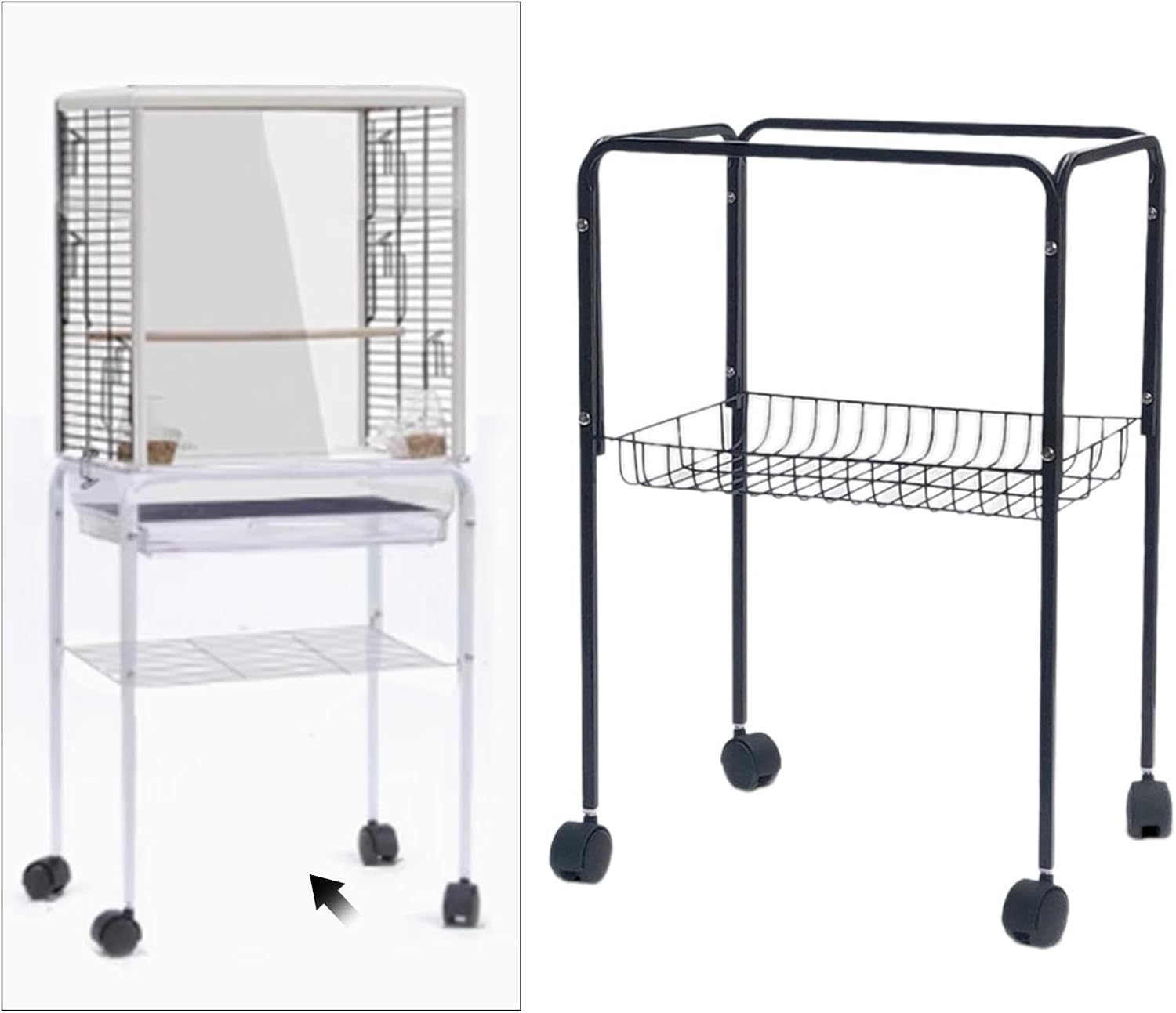 Generic Bird Cage Stand Vanity Tray Iron Frame Multifunctional Simple Pet Cage Stand Perfume Tray for Laundry Bedroom Home Bathroom, Black