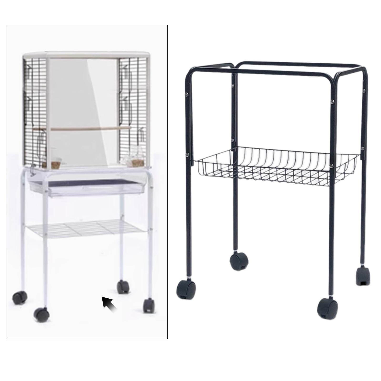 B Baosity Support pour Cage à Oiseaux, Plateau Décoratif Pratique avec roulettes et Structure Métallique, Idéal pour La Maison, La Chambre d'enfant, La Sall, Noir