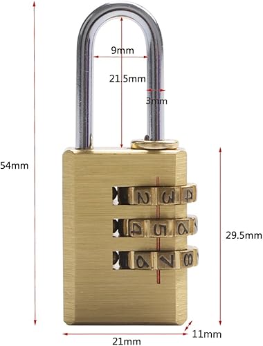 Miniatura 2 de Candado de combinación de latón reiniciable, 2 piezas, maleta, equipaje, mochila, casillero de equipaje, cerradura codificada, candado de