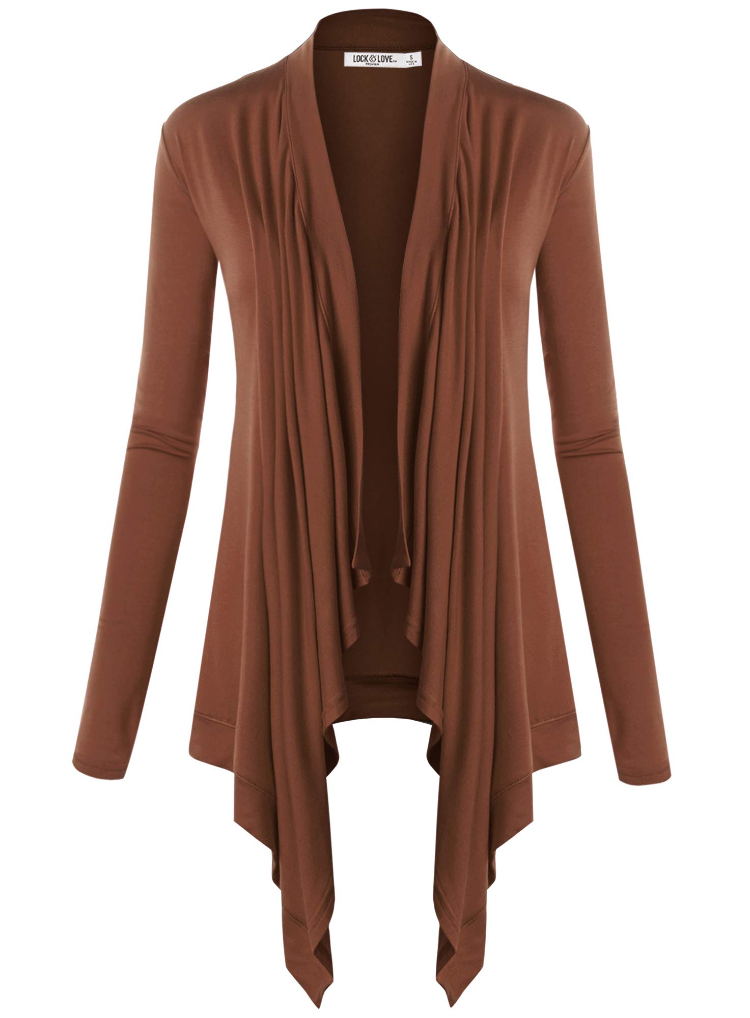Lock and Love Women's Draped Open Front Cardigan – Lightweight Long Sleeve Asymmetrical Hem Soft Casual Duster Cover Up