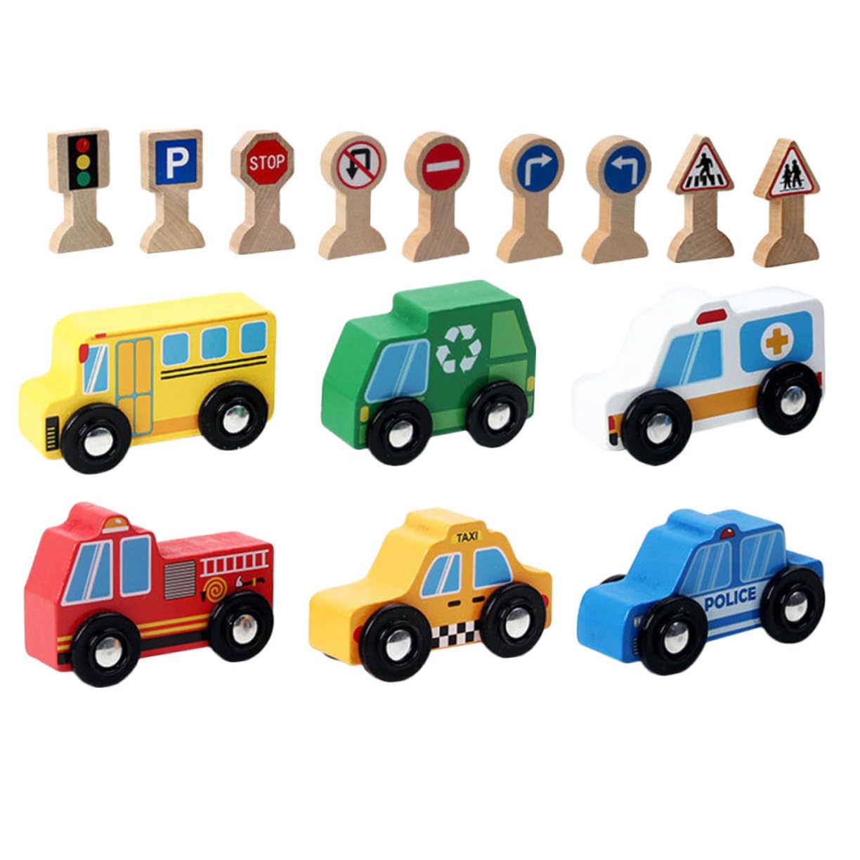 LALAFINA 1 Box Toy Road Signs for Kids Interactive Toys Kid Learning Toys Road Signs for Children Toy Traffic Signs Emblems Wooden Playset Train for Kids Community Helpers Toys Kids Toy Car
