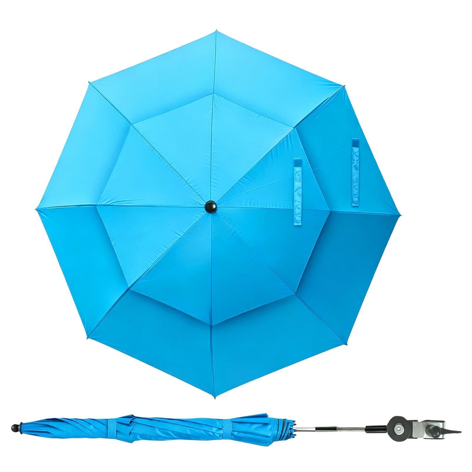 23 Inch Double Layer Clamp-On Chair Umbrella – Adjustable Sun Shade