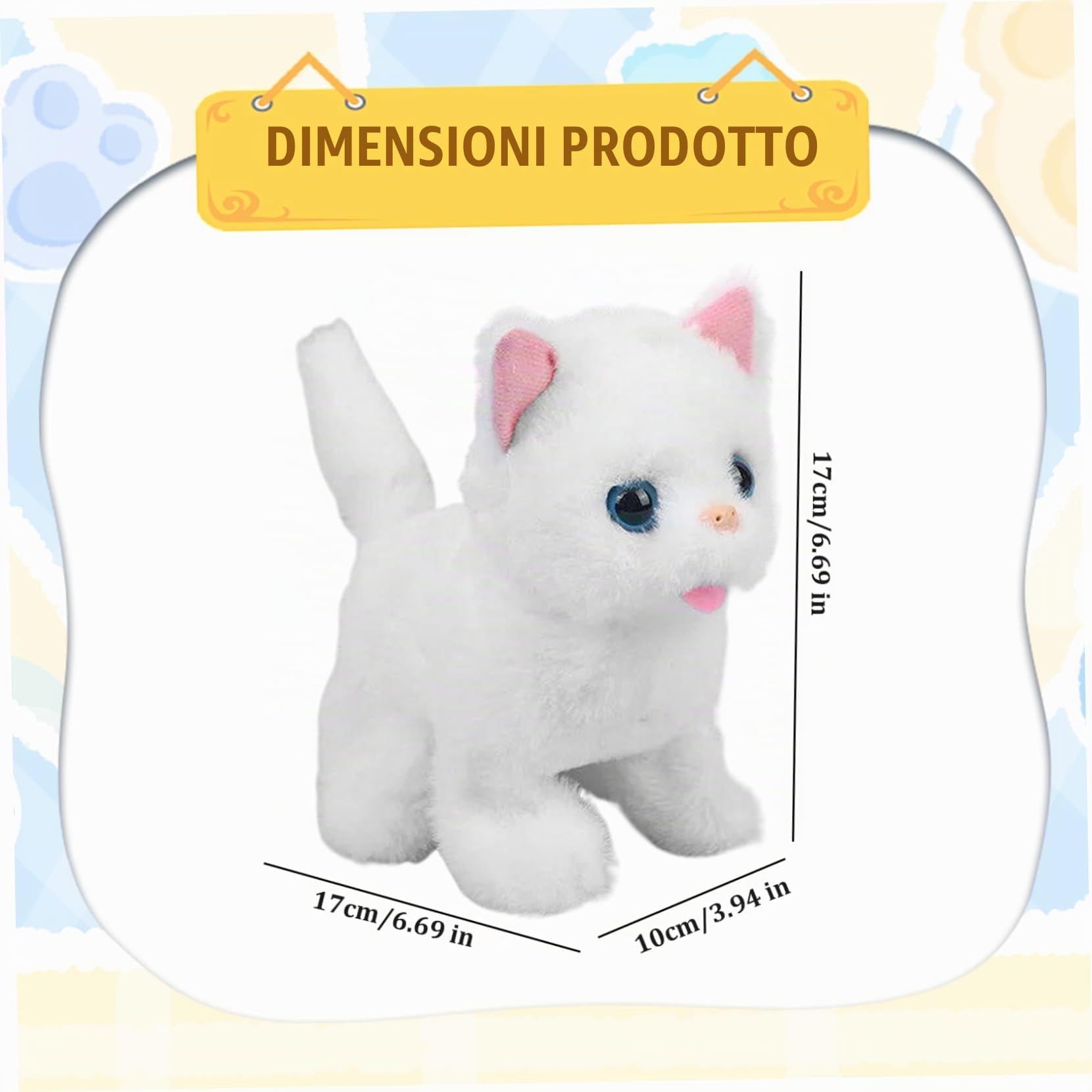 Giocattoli per gatti per bambini, robot di peluche che cammina e miagola ripetutamente, giocattolo di peluche che scodinzola, giocattolo animato interattivo per Pasqua, Natale, regalo di complean