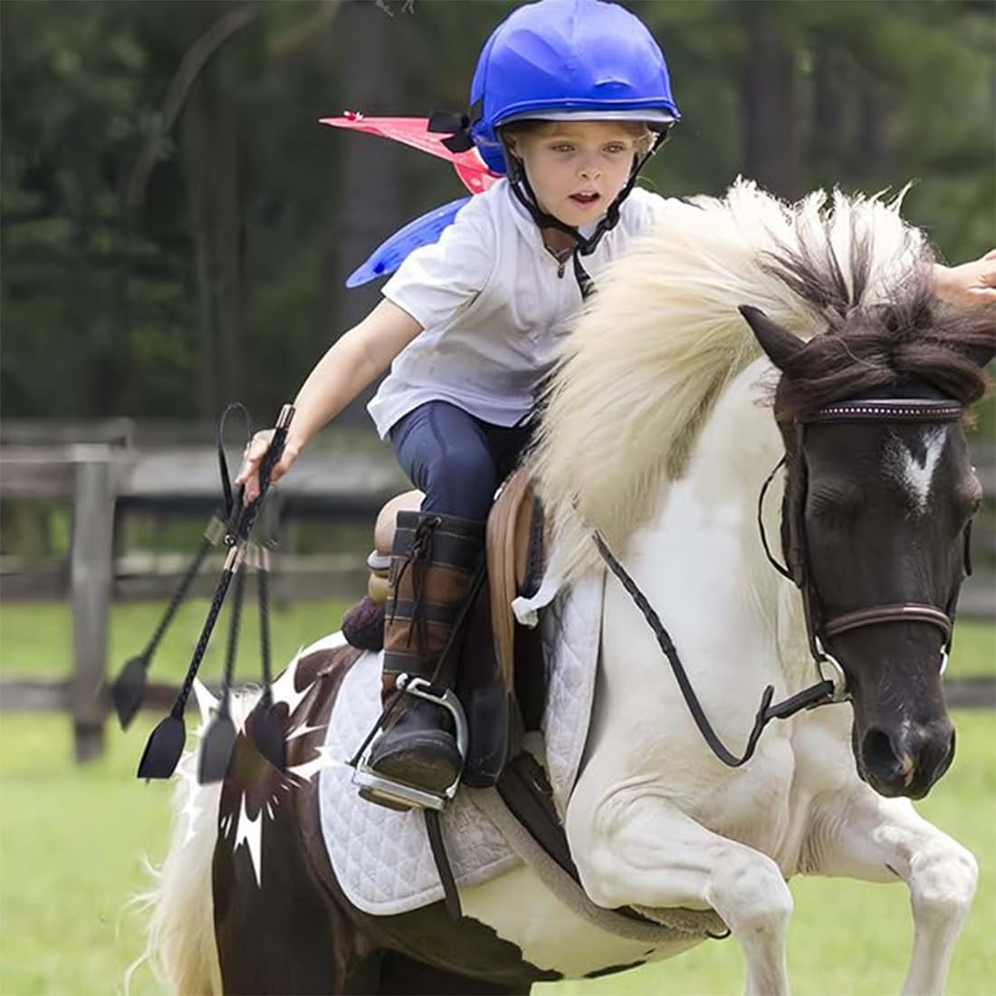 Frusta per Cavallo con Pelle PU,1 frusta da equitazione in pelle nera con manico antiscivolo, frusta da equitazione con manico, accessori da equitazione, frusta da equitazione, per giochi di ruolo
