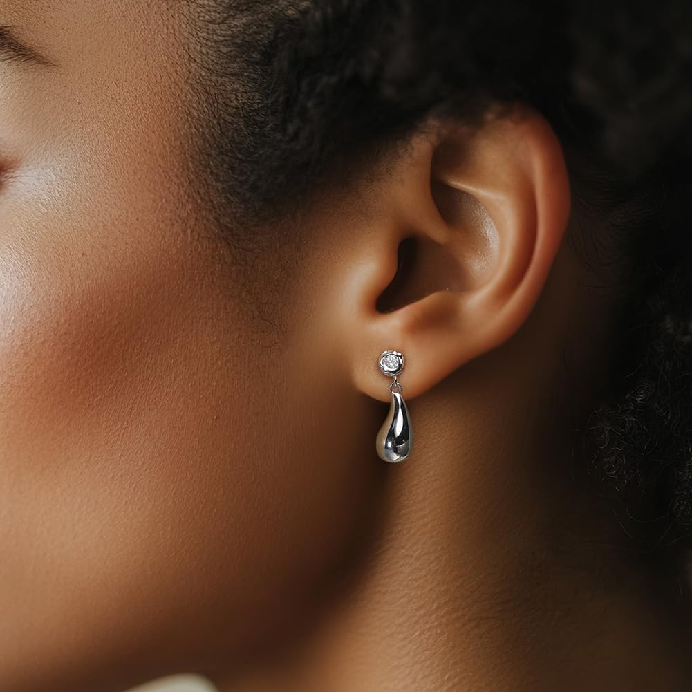 WBDWWTD Sterling Silber Zirkonia Tropfen Ohrringe für Frauen AAAAA CZ Tropfen Baumeln Ohrringe Abschlussball Geburtstag Schmuck Geschenke Braut