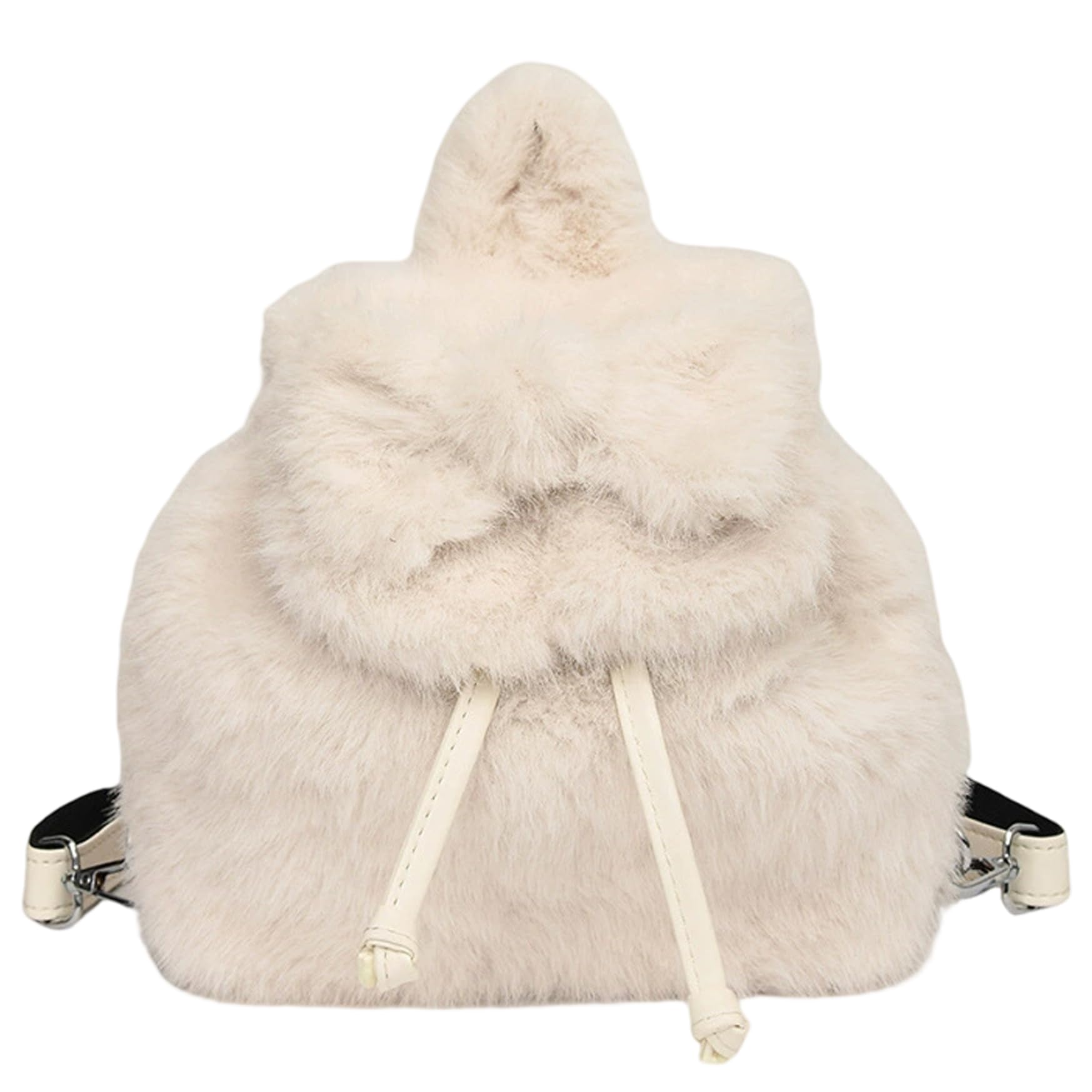 Peosaard Fluffy Backpack, Fuzzy Backpack, Kawaii Bow Furry Mini Purse for Women, Cute Plush Small Daypack for Girls and Women, Mini White