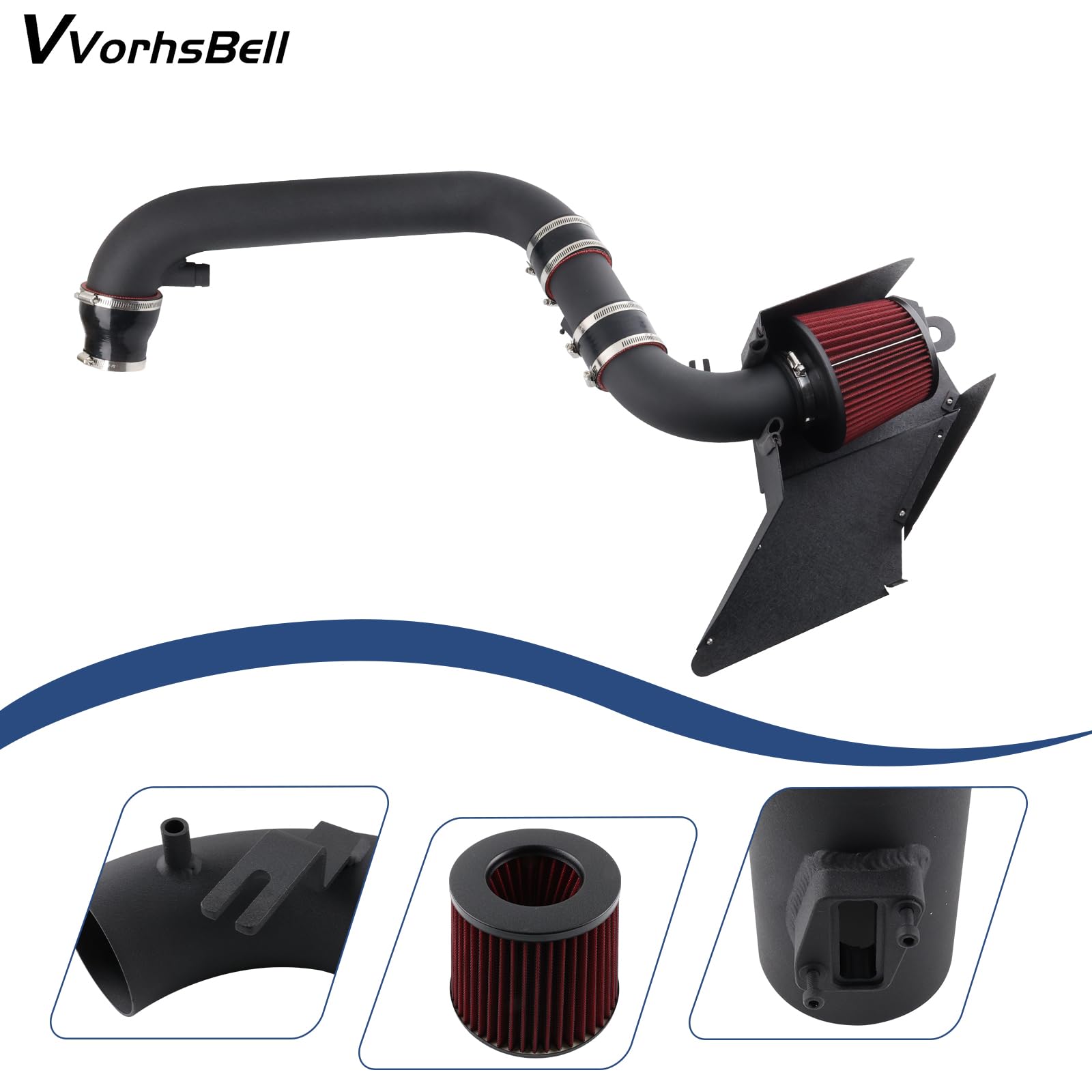 Kit de admisión de aire frío turbo compatible con GTI MK5 (06-09) A3 8P (05-13) 2.0T TSI Golf MK6 1.8T/2.0T (11-14) MK6.5 1.8T/2.0T (15-18) Passat B7 1.8T (12-19 manual) VW CC2.0T (09-17)