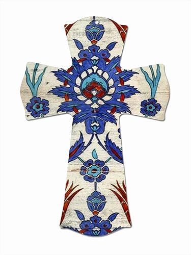 CALUOHO Crucifijo floral de pared pintada a mano, cruz de madera, decoración de granja, cruz colgante de madera para el hogar, cocina, sala de disponible en Yaxa Colombia