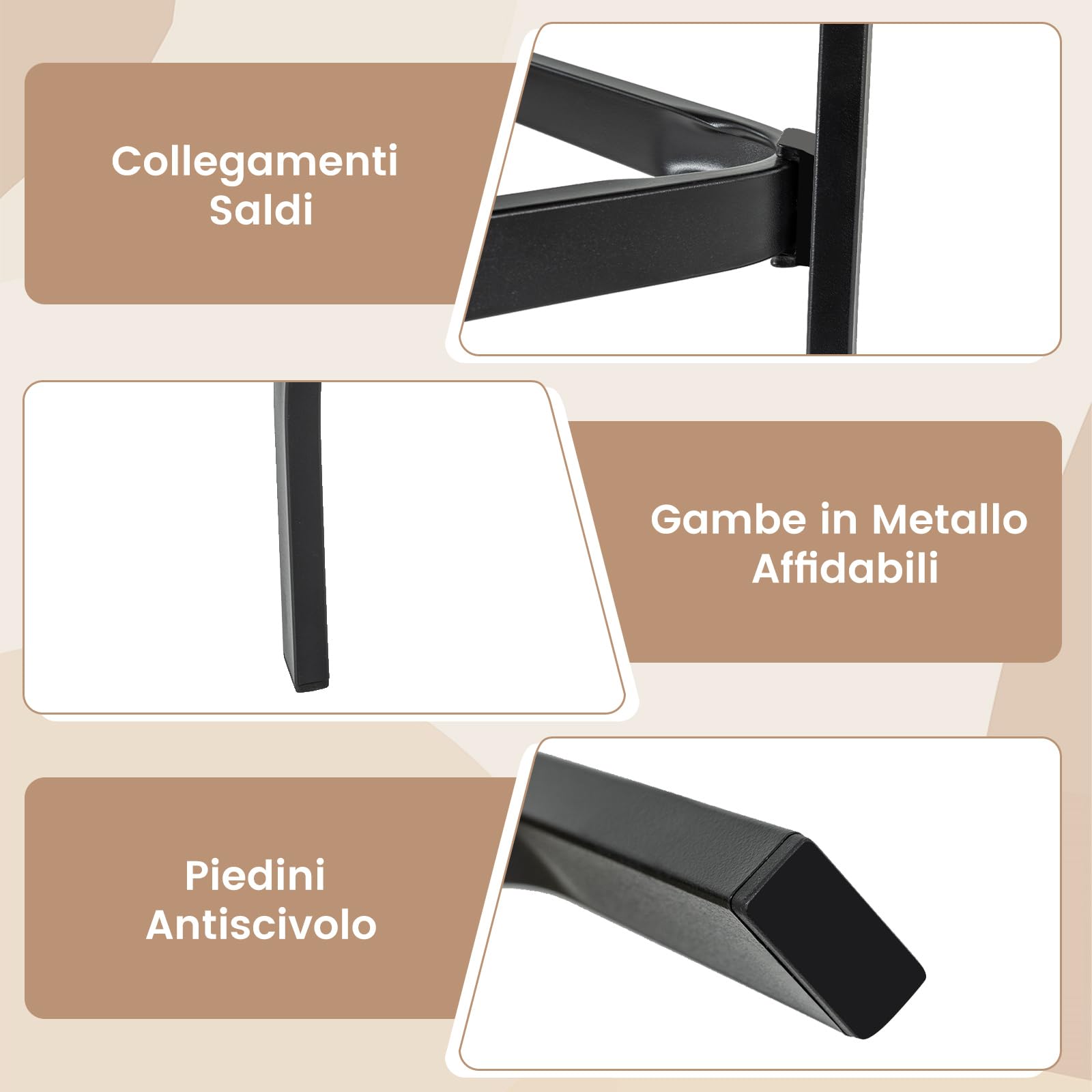 COSTWAY Tavolino da Giardino Quadrato in Finta Legno con Telaio Metallico